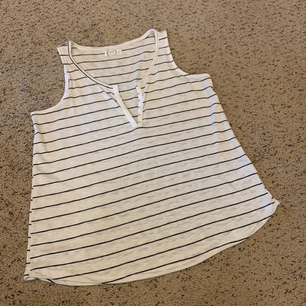 Maurices White & Black Striped Tank, L
